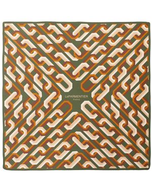 Le Parmentier Grünes Seidenbandana Mit Kettenmotiv - Mettallic
