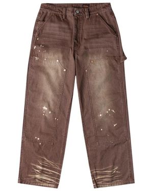 Evisu Jeans ,Bruin ,Katoen Heavy Washed And Distressed Daicock Pants