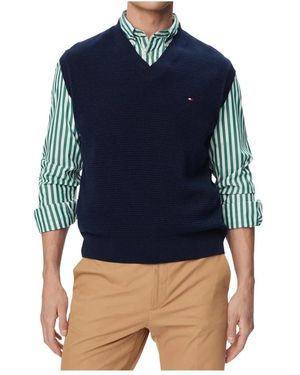 Tommy Hilfiger Truien & Vesten ,Blauw ,Seasonal Structure Vest