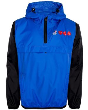 COMME DES GARÇONS PLAY Jassen ,Blauw ,Nylon Half Zip Packable Jacket