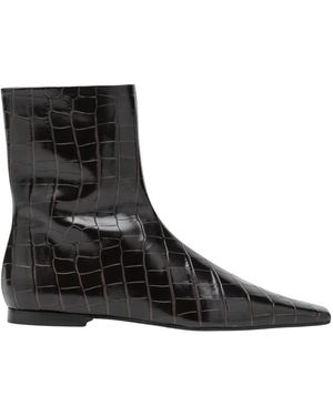 TOTEME Zipped Croco-Embossed Chelsea Boots - Schwarz