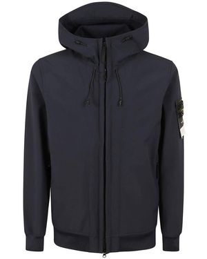 Stone Island Jassen ,Blauw ,Polyester Soft Shell-R Jas