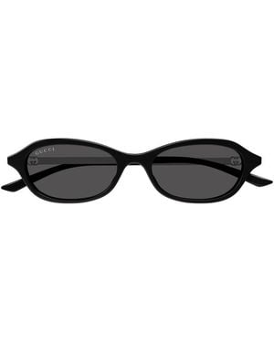 Gucci Oval Sonnenbrille - Schwarz
