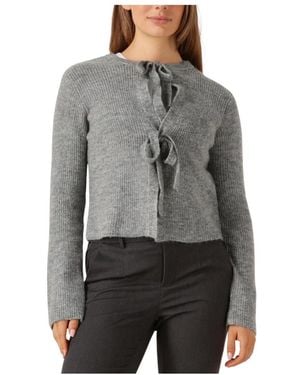 Object Truien & Vesten ,Grijs ,Polyester Grijze Gebreide Vest Voor Vrouwen