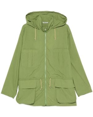 AURALEE Superfeine Blouson-Jacke Mit Kapuze Aus Baumwoll-Rasengewebe - Grün