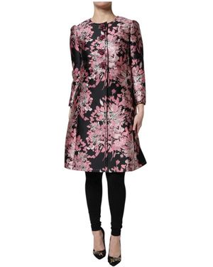 Dolce & Gabbana Floral Brocade Trenchcoat Jacket - Red