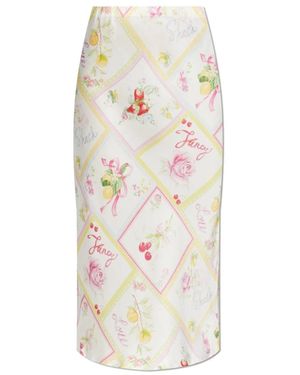 LoveShackFancy Rokken ,Veelkleurig ,Leer Rok Kasteel - Wit