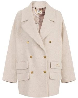 Elisabetta Franchi Double-Breasted Coats - Naturel