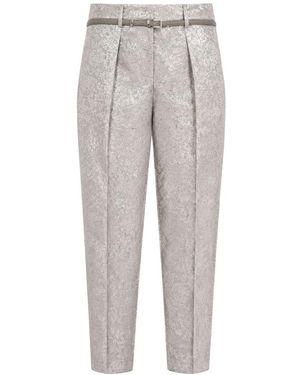Max Mara Broeken ,Grijs ,Polyester Jacquard Tapered Broeken
