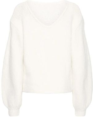 Ichi V-Neck Knitwear - White