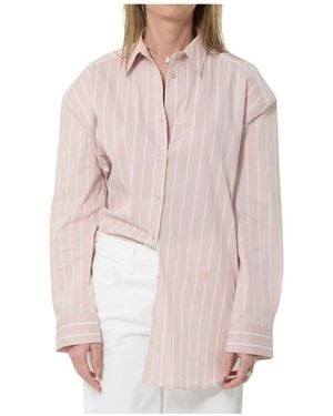 Frankie Shop Overhemden ,Roze ,Katoen Gestreepte Oversized Katoenen Blouse