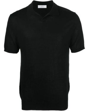 Mauro Ottaviani Schwarzes seiden-poloshirt