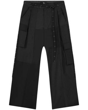 1/OFF Pantalons Patchwork Eyelets - Zwart