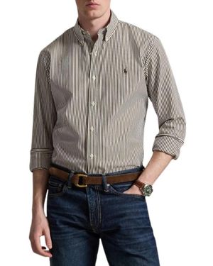 Ralph Lauren Overhemden ,Bruin ,Katoen Button-Down Overhemd - Grijs