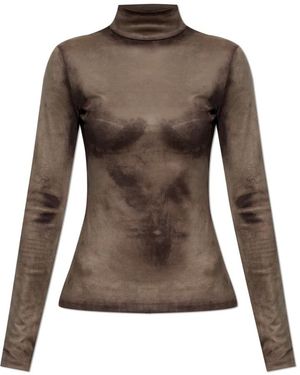 Acne Studios Tops ,Bruin ,Leer Bedrukte Coltrui