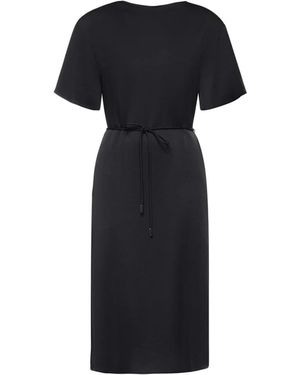 Herno Midi-Kleid Mit Bindegürtel - Schwarz