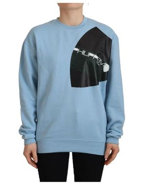 Philippe Model Hoodies & Sweatvesten ,Blauw ,Katoen Logo Bedrukte Sweater Met Lange Mouwen