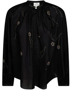 forte_forte Bestickte Baumwollbluse - Schwarz