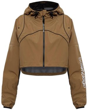 Balenciaga Jassen ,Bruin ,Polyester Korte Coltrui Jas Met Capuchon - Groen