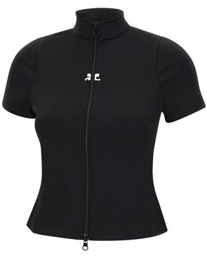 Courreges Hoodies & Sweatvesten ,Zwart ,Katoen Interlock Trainingsjack