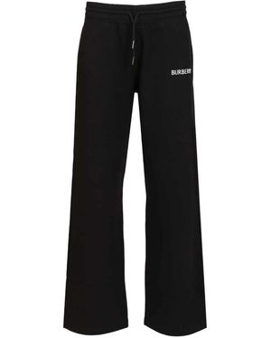 Burberry Check Trim Cotton Track Pants - Zwart