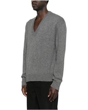 Jil Sander Truien & Vesten ,Grijs ,Kasjmier V-Neck Kasjmier Trui