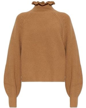 Max Mara Truien & Vesten ,Bruin ,Wol Wool Turtleneck Sweater Pontile
