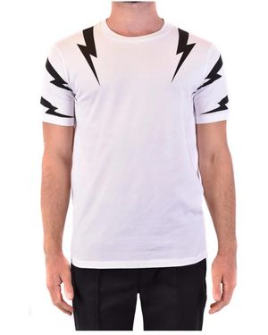 Neil Barrett Gedrukt Wit T-Shirt Lente/Zomer - Paars