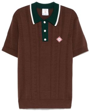 CASABLANCA Brauner Rippstrickpullover Mit Logopatch