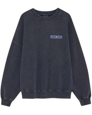 Anine Bing Hoodies & Sweatvesten ,Zwart ,Katoen Miles Sweatshirt - Blauw