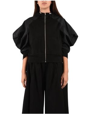 MEIMEIJ Scuba Blouse Met Pofmouwen Van Taft - Zwart