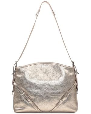 Givenchy Voyou Schultertasche Aus Metallischem Leder - Grau