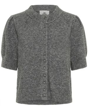 Karen By Simonsen Grijze Melange Gebreide Cardigan Noabelle Stijl - Grijs