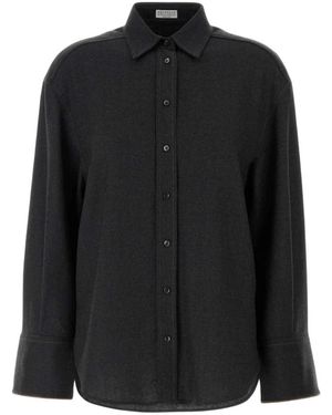Brunello Cucinelli Overhemden ,Grijs ,Shirt - Zwart