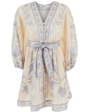 Zimmermann Kleedjes ,Veelkleurig ,Katoen Indra Plunge Mini Dress - Wit