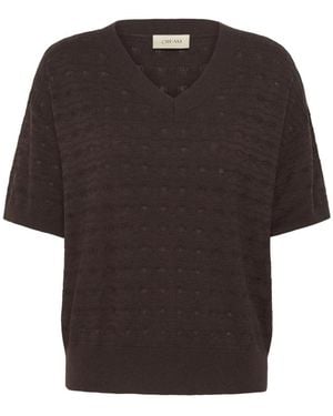 Cream V-Neck Knitwear - Negro