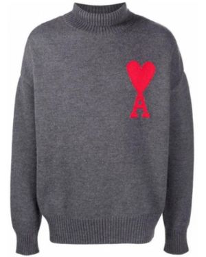 Ami Paris Truien & Vesten ,Grijs ,Wol Turtleneck Sweater