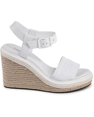 Calvin Klein Weiße Lederspadrillesandalen