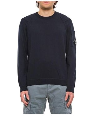 C.P. Company Grüner Merinowoll-Rundhalspullover - Blau