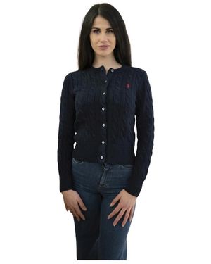 Ralph Lauren Truien & Vesten ,Blauw ,Katoen Kabelgebreid Vest