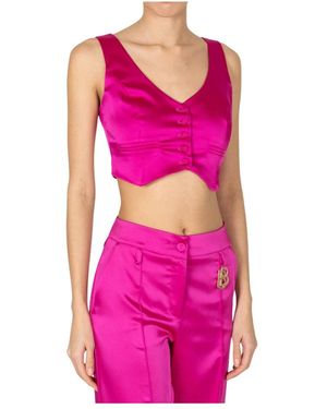 Babylon Fuchsia Crop Raso Knoopjassen - Roze