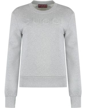 Gucci Gerippter Crew-Neck-Sweatshirt Aus Baumwolle - Grau