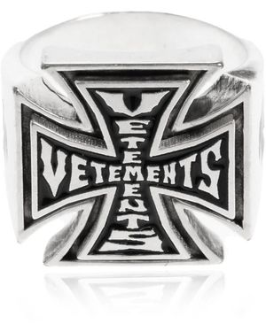 Vetements Accessoires ,Grijs ,Logo Ring - Zwart