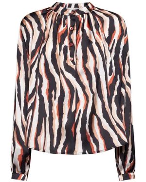 Silvian Heach Gedrukte Blouse Met Gerimpelde Kraag - Zwart