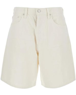Agolde Korte Broeken ,Wit ,Denim Denimshorts Met Gerafelde Zoom