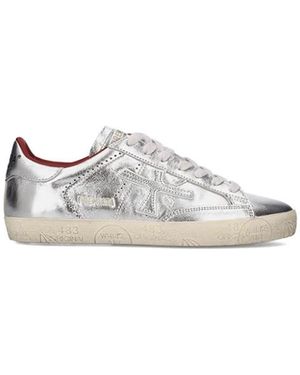 Premiata Schoenen ,Grijs ,Leer Stevend Sneakers - Wit