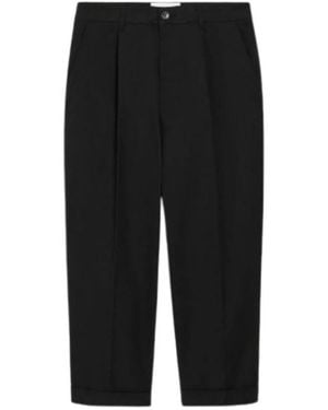 Ami Paris Pleated Straight Broeken - Zwart
