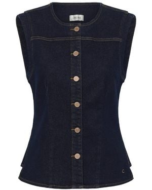 Cream Sleeveless Tops - Azul