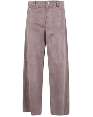 Max Mara Broeken ,Roze ,Leather Broeken - Bruin