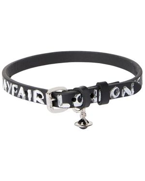 Vivienne Westwood Orb pendente collana choker in pelle - Nero